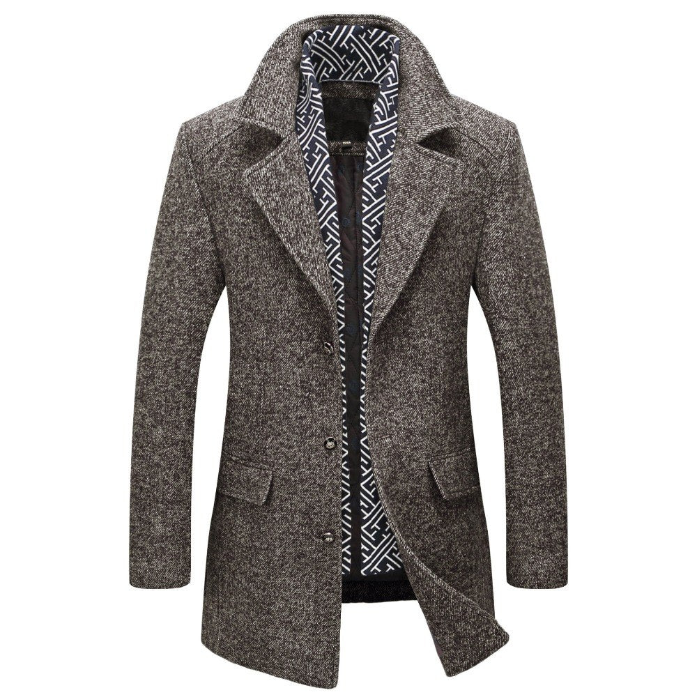 West Louis™ Men Long Wool Coat  & Blends Winter  - West Louis