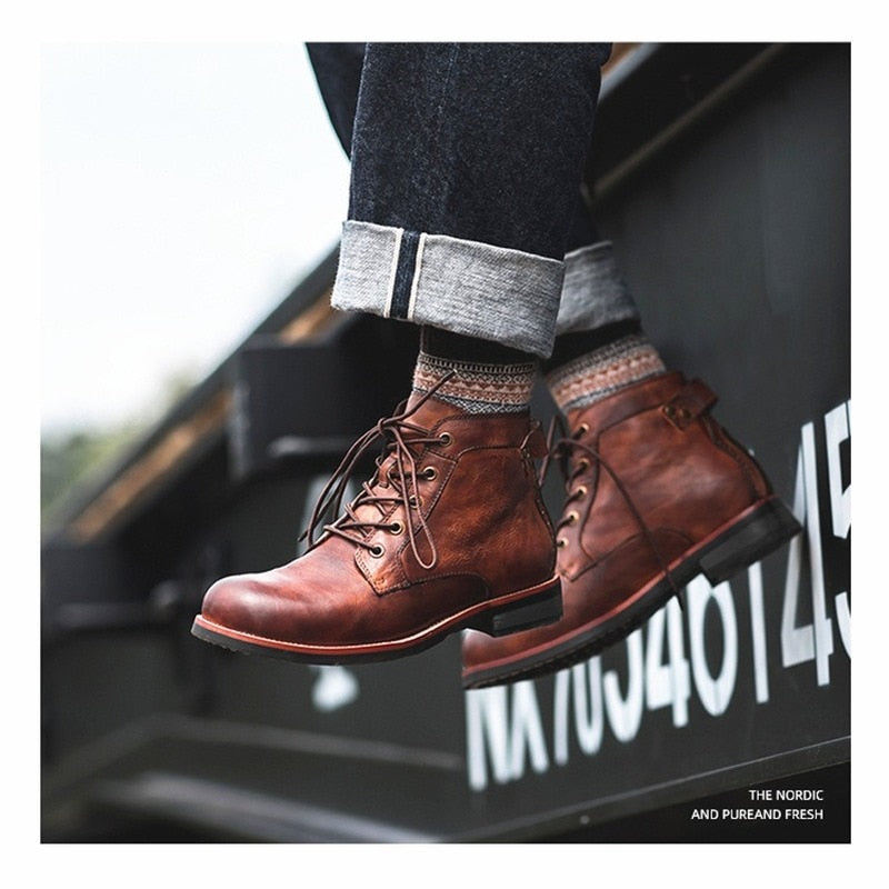 Jack | Leather high comfortable retro cowboy boots