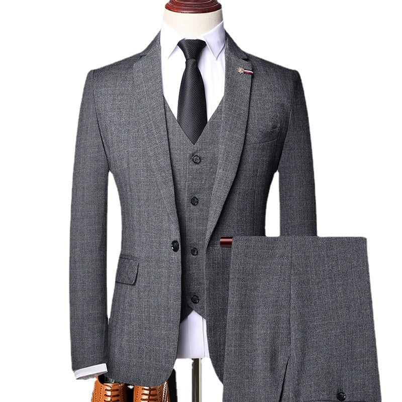 Henry | Classic plaid formal business slim 3-piece suit