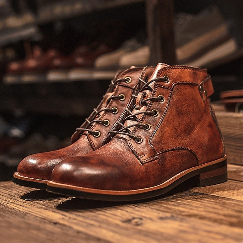 Jack | Leather high comfortable retro cowboy boots