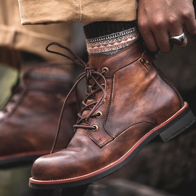 Jack | Leather high comfortable retro cowboy boots