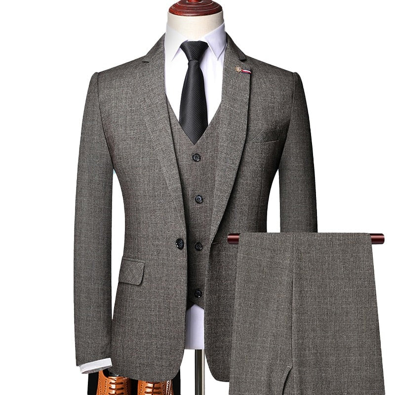 Henry | Classic plaid formal business slim 3-piece suit