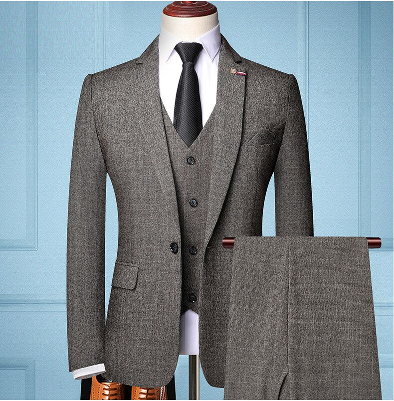 Henry | Classic plaid formal business slim 3-piece suit