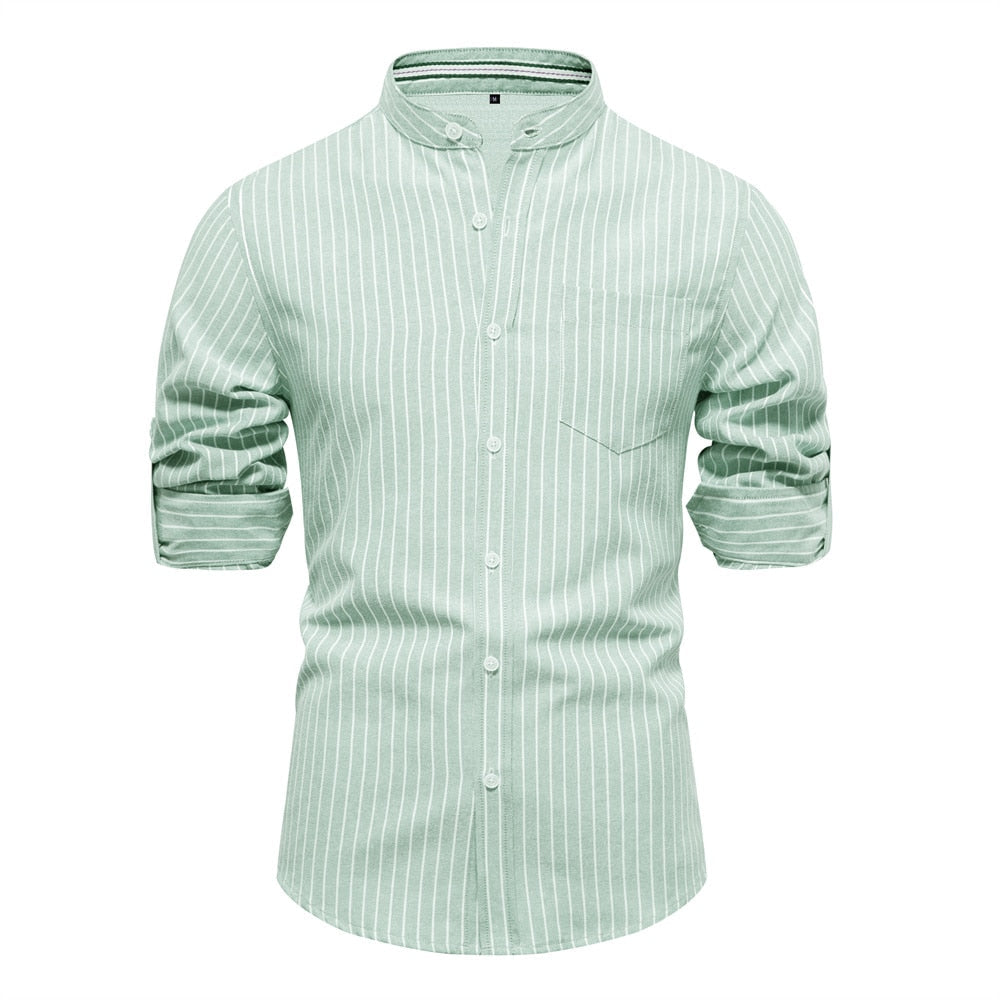 Louis | Stripe Pattern Cotton Twill Button-Up Shirt