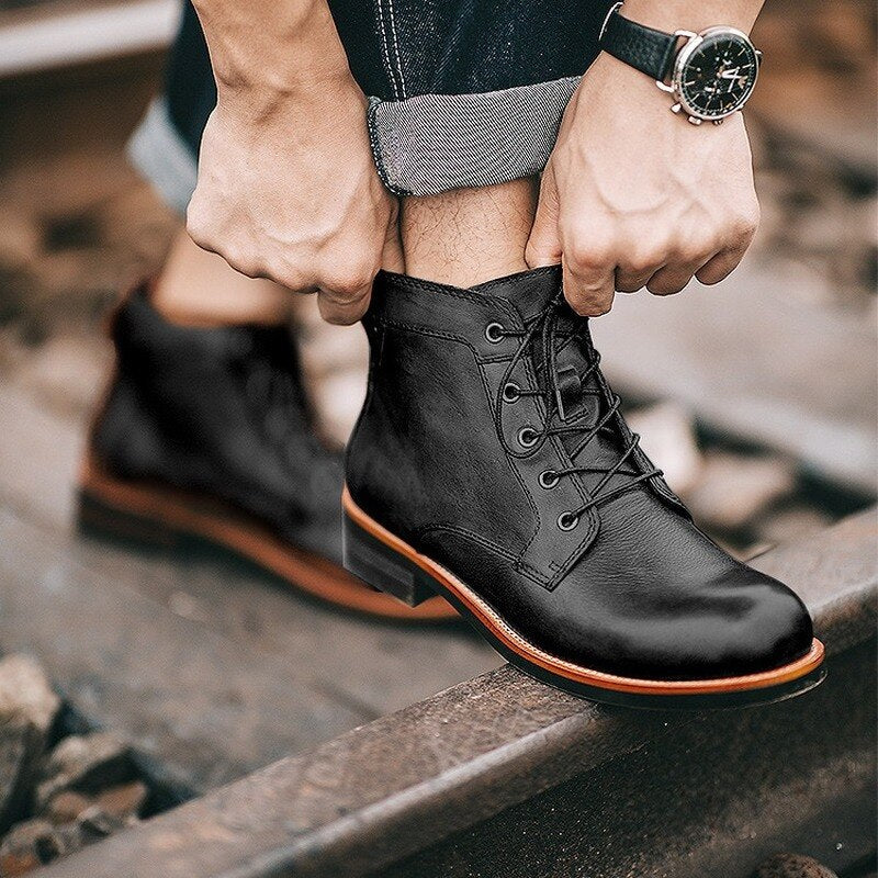 Jack | Leather high comfortable retro cowboy boots