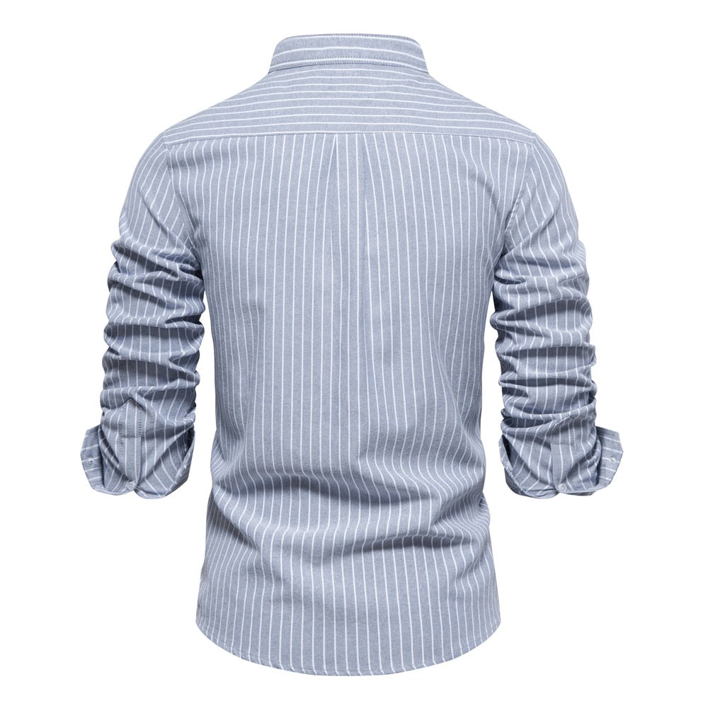 Louis | Stripe Pattern Cotton Twill Button-Up Shirt