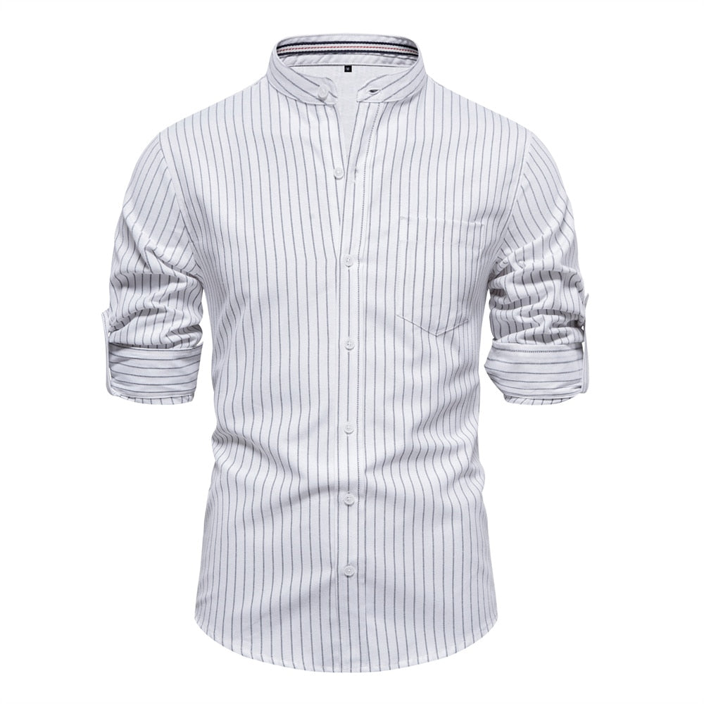 Louis | Stripe Pattern Cotton Twill Button-Up Shirt