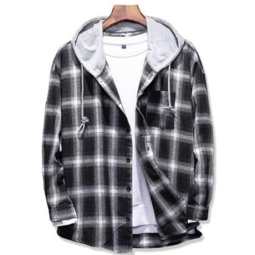 Louis | Plaid casual hooded shirt