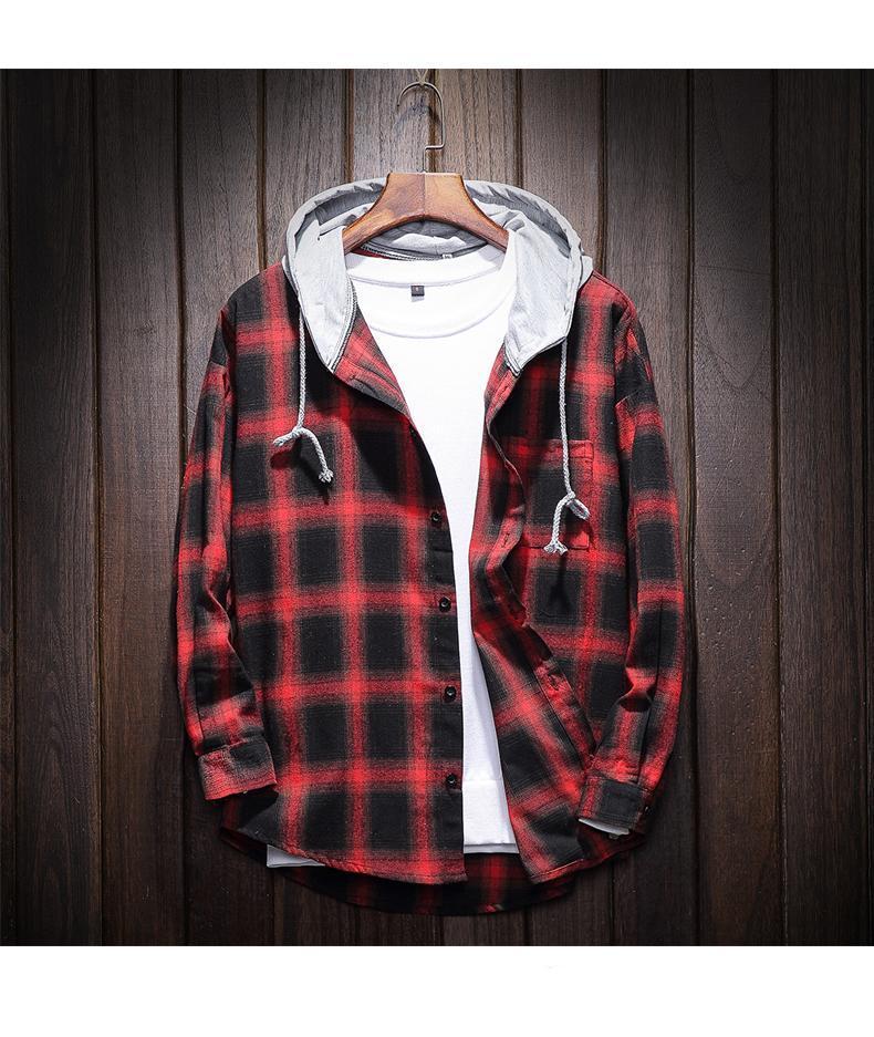 West Louis™ Plaid Casual Hooded Shirt  - West Louis