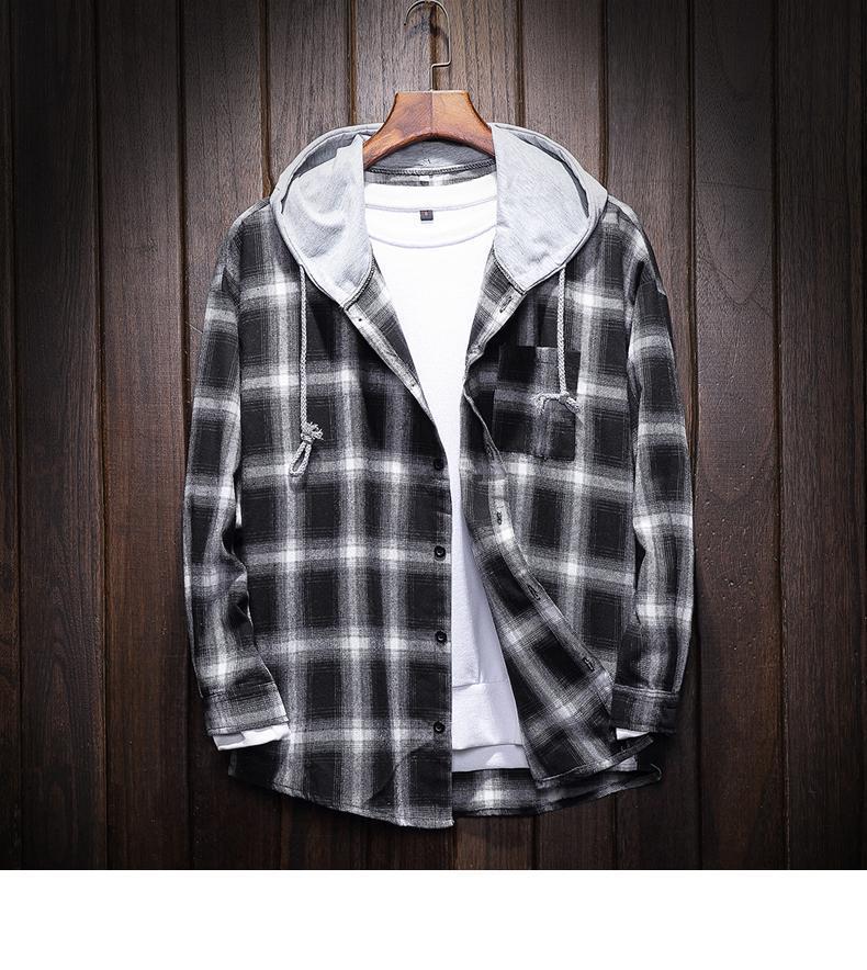 West Louis™ Plaid Casual Hooded Shirt  - West Louis