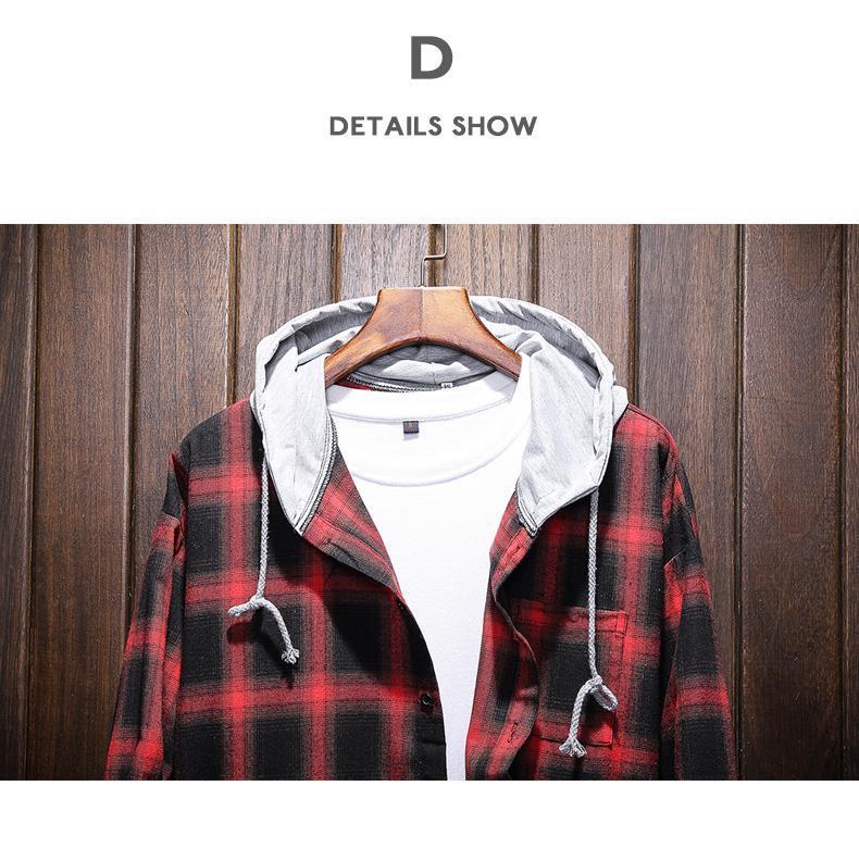 Louis | Plaid casual hooded shirt