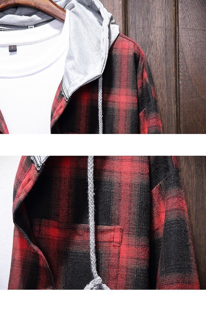 Louis | Plaid casual hooded shirt