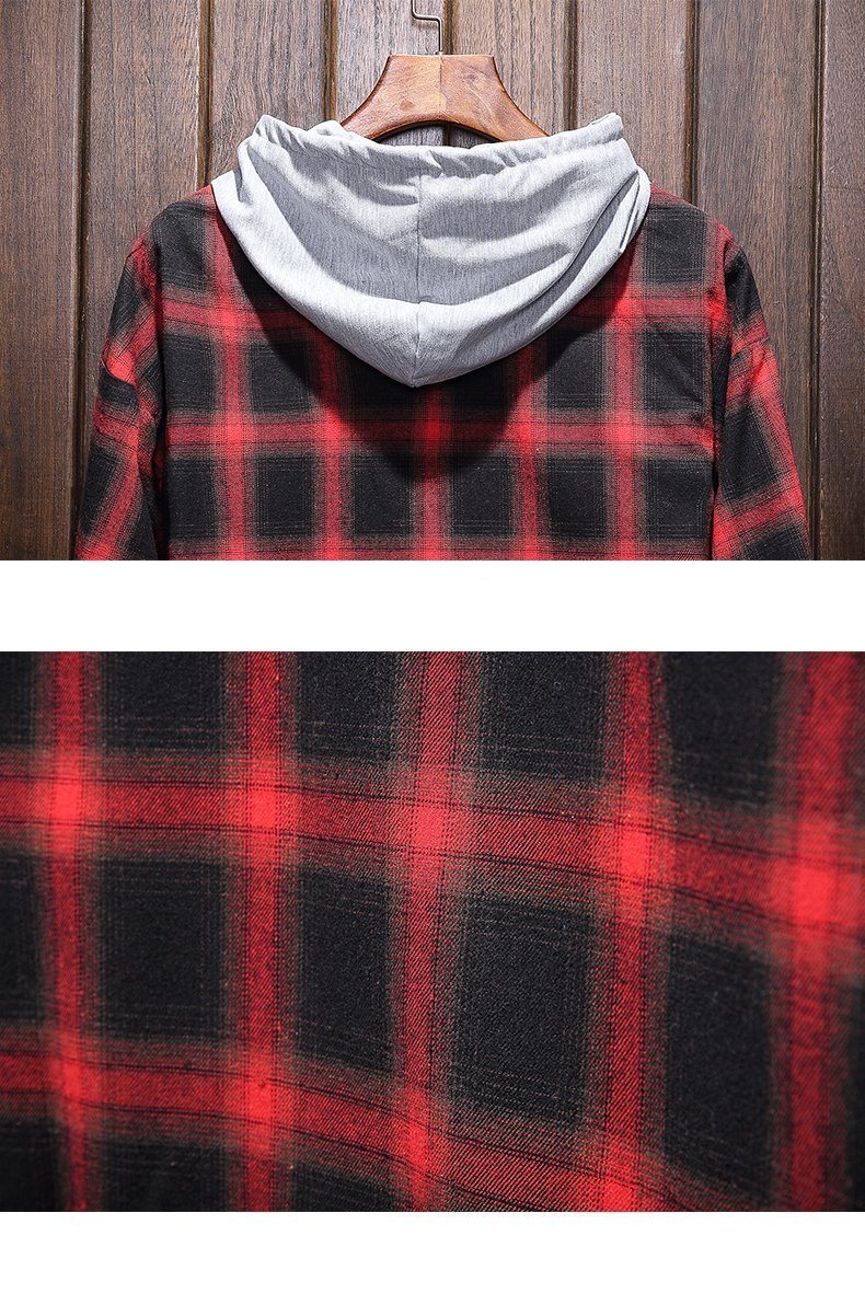 Louis | Plaid casual hooded shirt