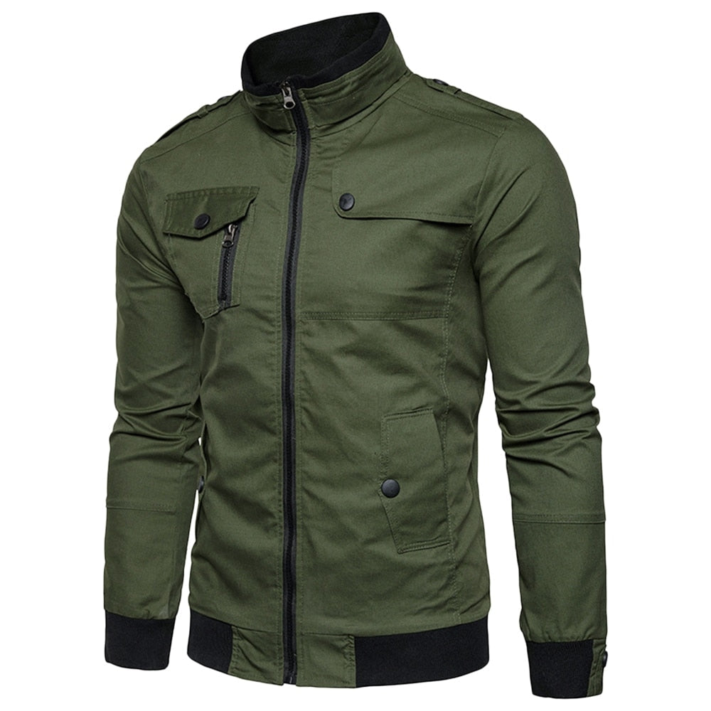 Louis | Epaulet design pockets zip-up jacket