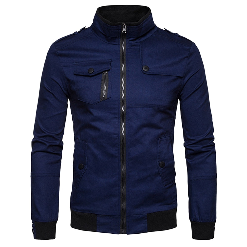 Louis | Epaulet design pockets zip-up jacket