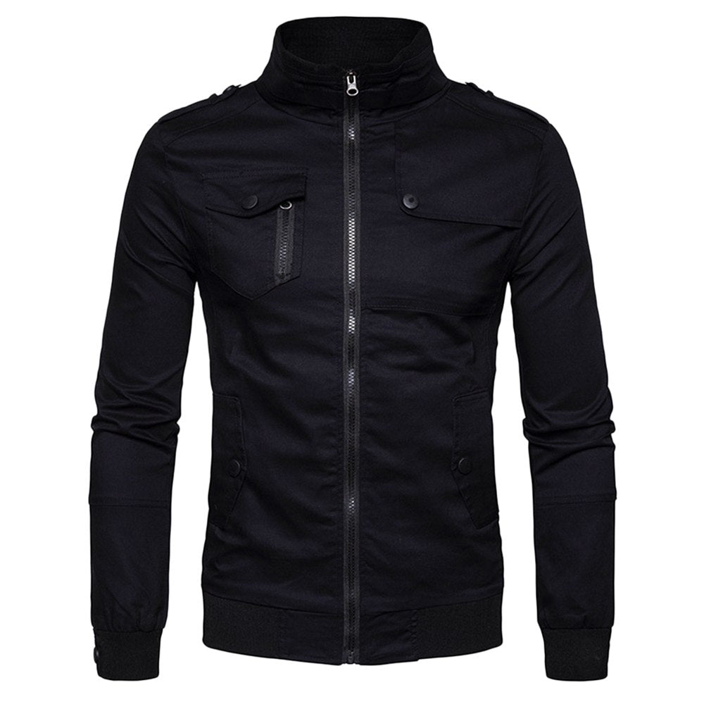 Louis | Epaulet design pockets zip-up jacket