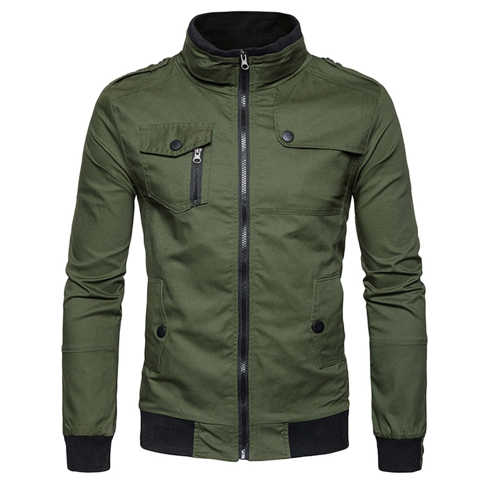 Louis | Epaulet design pockets zip-up jacket